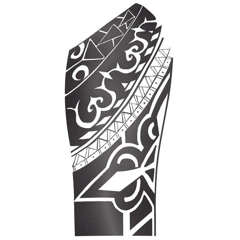 Tatouage temporaire hyperréaliste Black Maori Forearm de ArtWear Tattoo Maori/Polynésien sur le bras d'un homme et jambe d'une femme