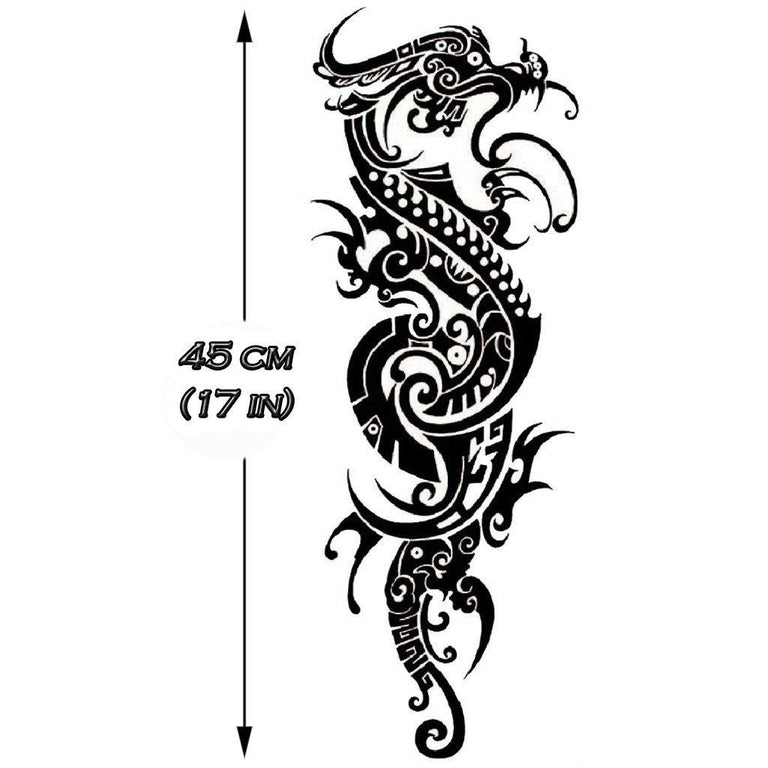 Tatouage temporaire hyperréaliste Maori Dragon Sleeve de ArtWear Tattoo Maori/Polynésien sur le bras d'un homme et jambe d'une femme