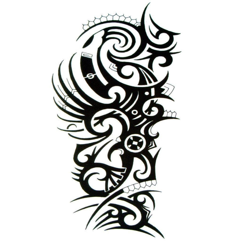 Tatouage temporaire hyperréaliste Tribal Arm 5 de ArtWear Tattoo Maori/Polynésien sur le bras d'un homme et jambe d'une femme