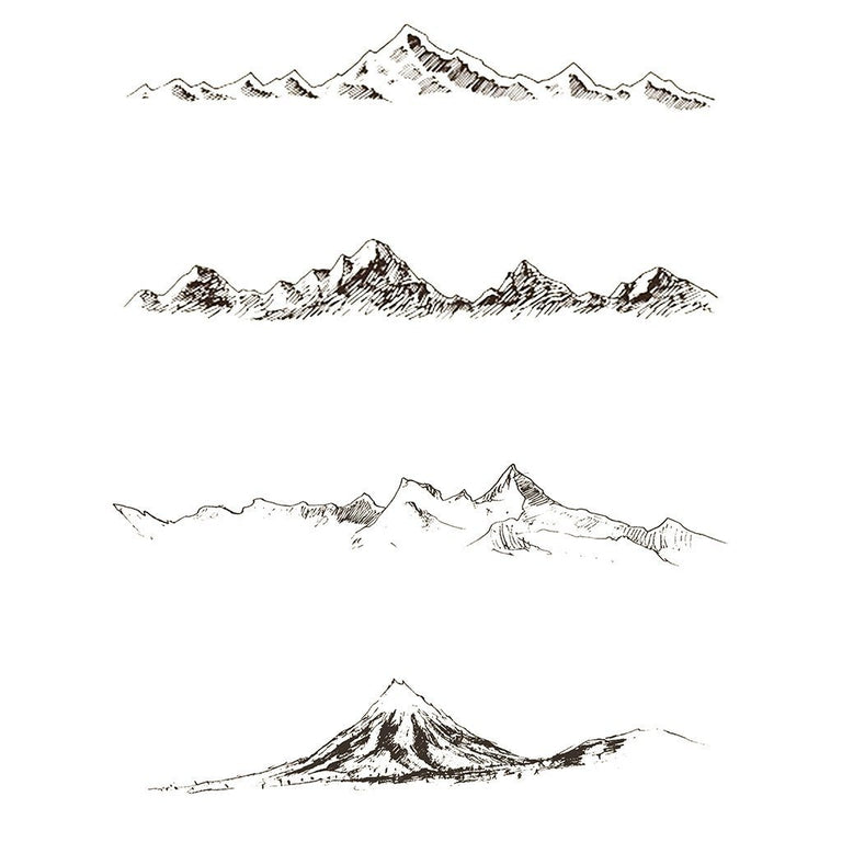 Tatouage temporaire hyperréaliste 4 Mountains - Pack de ArtWear Tattoo Minimalistes sur le bras d'un homme et jambe d'une femme