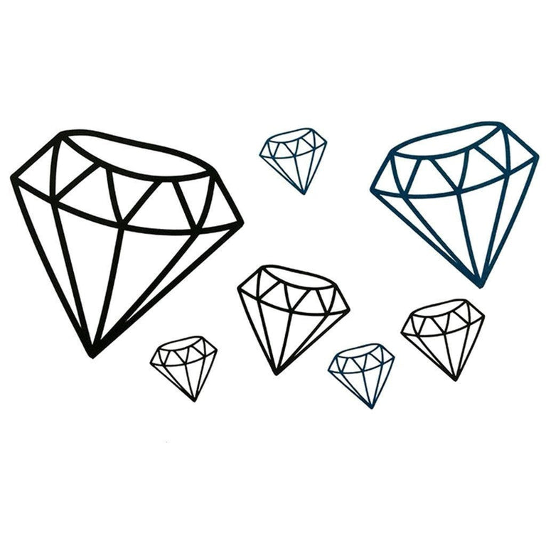 Tatouage temporaire hyperréaliste Black Diamonds de ArtWear Tattoo Minimalistes sur le bras d'un homme et jambe d'une femme