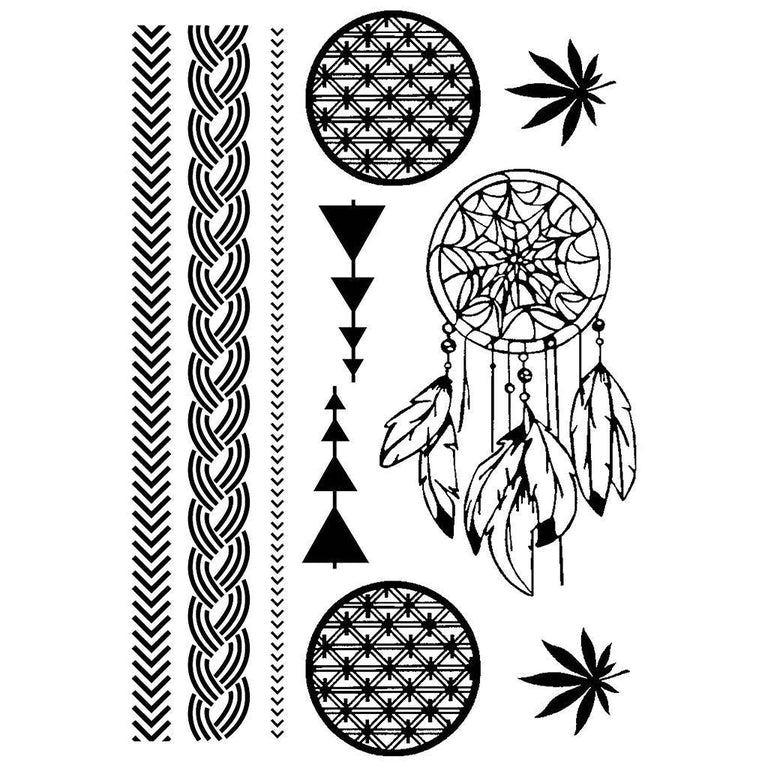 Tatouage temporaire hyperréaliste Dreamcatcher Bracelets - Pack de ArtWear Tattoo Minimalistes sur le bras d'un homme et jambe d'une femme
