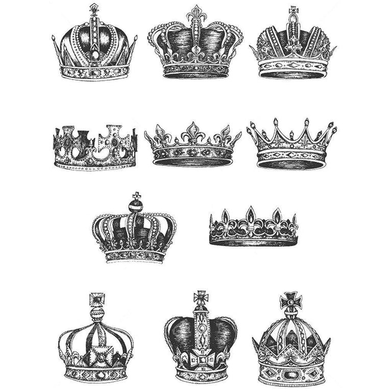 Tatouage temporaire hyperréaliste Royal Crowns - Pack de ArtWear Tattoo Minimalistes sur le bras d'un homme et jambe d'une femme