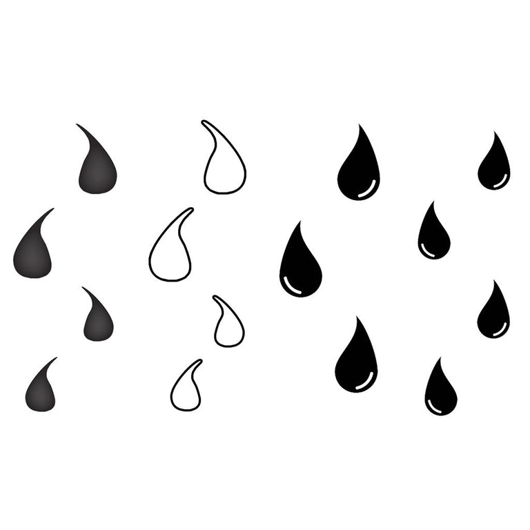 Tatouage temporaire hyperréaliste Tear Drops - Pack de ArtWear Tattoo Minimalistes sur le bras d'un homme et jambe d'une femme