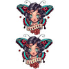 Tatouage temporaire hyperréaliste Butterfly Woman - Pack de ArtWear Tattoo Old School sur le bras d'un homme et jambe d'une femme