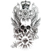 Tatouage temporaire hyperréaliste Skull Eye Crown de ArtWear Tattoo Old School sur le bras d'un homme et jambe d'une femme