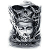 Tatouage temporaire hyperréaliste Black Buddha & Lotus de ArtWear Tattoo Religieux sur le bras d'un homme et jambe d'une femme
