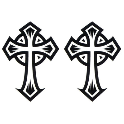 Tatouage temporaire hyperréaliste Lil Celtic Cross de ArtWear Tattoo Religieux sur le bras d'un homme et jambe d'une femme