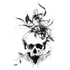 Tatouage temporaire hyperréaliste Arty Skull de ArtWear Tattoo Tête de mort sur le bras d'un homme et jambe d'une femme