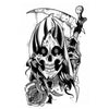Tatouage temporaire hyperréaliste Grim Reaper 4 de ArtWear Tattoo Tête de mort sur le bras d'un homme et jambe d'une femme