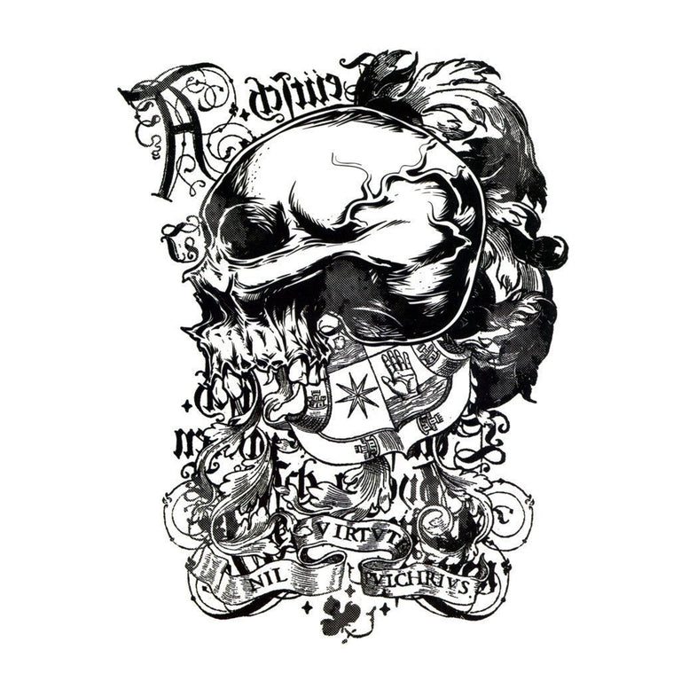 Tatouage temporaire hyperréaliste Latin Skull 2 de ArtWear Tattoo Tête de mort sur le bras d'un homme et jambe d'une femme