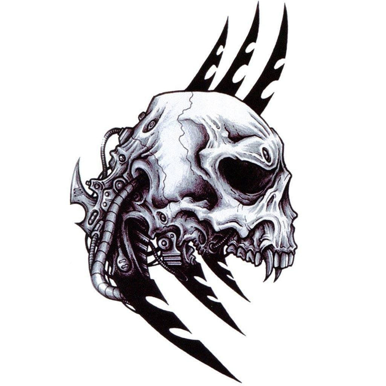 Tatouage temporaire hyperréaliste Skull Concept de ArtWear Tattoo Tête de mort sur le bras d'un homme et jambe d'une femme