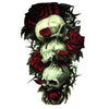 Tatouage temporaire hyperréaliste Skull & Roses 4 de ArtWear Tattoo Tête de mort sur le bras d'un homme et jambe d'une femme