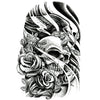 Tatouage temporaire hyperréaliste Skull Roses & Bird de ArtWear Tattoo Tête de mort sur le bras d'un homme et jambe d'une femme