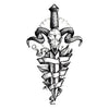 Tatouage temporaire hyperréaliste Sword & Skull de ArtWear Tattoo Tête de mort sur le bras d'un homme et jambe d'une femme