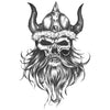 Tatouage temporaire hyperréaliste Viking Jarl Skull de ArtWear Tattoo Tête de mort sur le bras d'un homme et jambe d'une femme